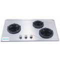 Inner 3-Burner terbina dalam Gas Hob Stainless Steel