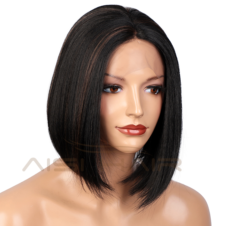 Aisi Hair Top Quality Mixed Black Brown Short Bob Wig Silky Straight Wig Natural Wave Synthetic Cheap Wigs For Black Women