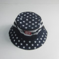 Dot Print Cotton Twill Bucket Hat With Rubber Patch