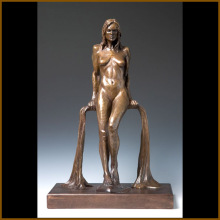 Naked female art of western style bronze nude girl sculpture