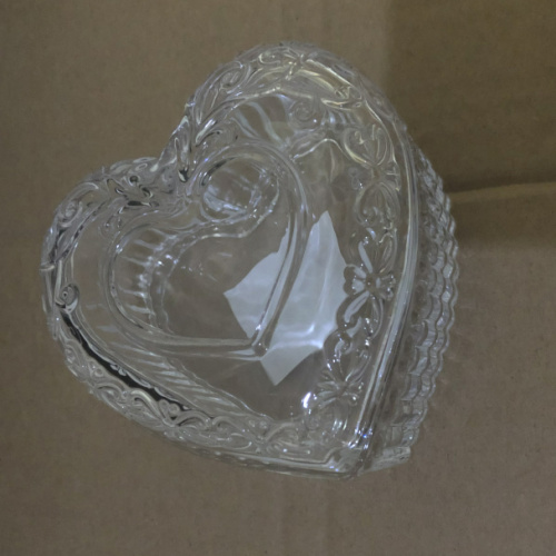 Clear And Copper Glass Heart Trinket Box