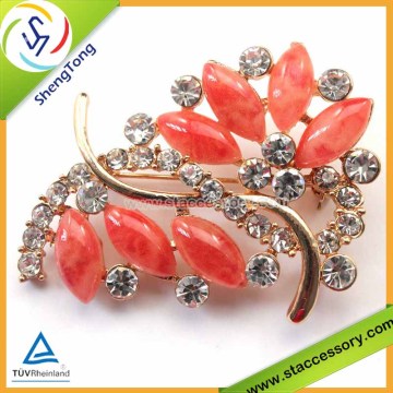 Orange Gem Rhinestone Brooch
