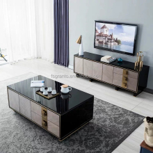 Modern Wood TV Cabinet and Coffee Table with Storage Draws