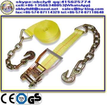 2" chain ratchet strap , ratchet straps with chain extension , chain extension ratchet straps