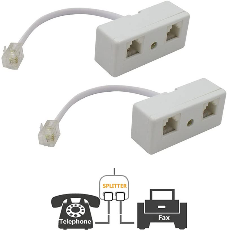 splitter 1 male to 2 female RJ11 6P4C telephone converter cable adaptor for wall landline