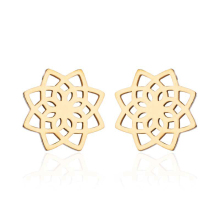 Simple Design 18K Gold & Silver Plated Lotus Flower Stud Earrings for Women and Girls - Stainless Steel Good Karma Jewelry