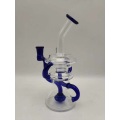 Mini bongs en verre bleu avec manche en tuyau épais