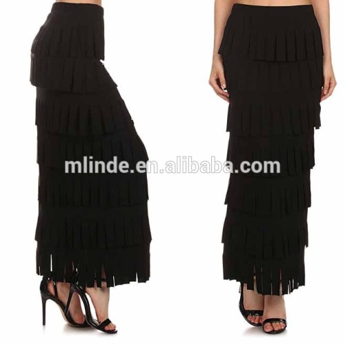 Plus Size Women Fashion Black Carwash Skirts Long Party Wear Long Designer Skirts Wholesale Custom Made in China