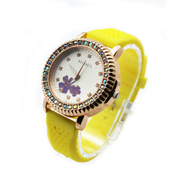 fashion ladies rose gold diamond watch