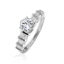 Latest diamond jewelry ring with white silver plated