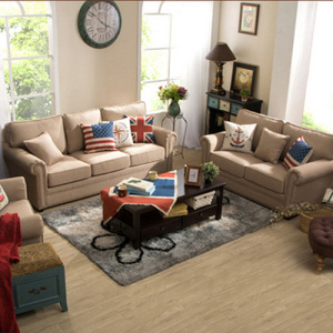 Curved Armrest Living Room Fabric Sofa Set