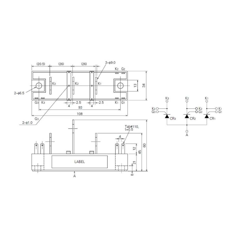 150A Thyristor module suitable for low voltage,3 phase rectifier applications