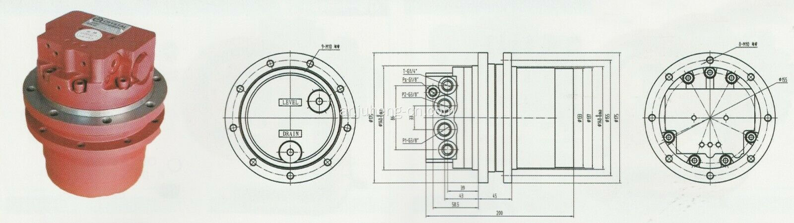 E10 Final Drive Drive Motor A33P12838 E10E E10Z E08