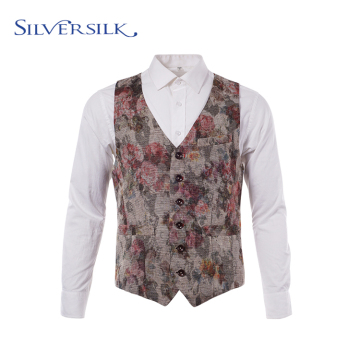 Classic Floral Waistcoat Western Polyester Suit Vest