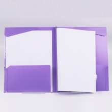 Durable Polypropylene Two Pocket File Folders - Assorted Colors with Clear Front Pocket