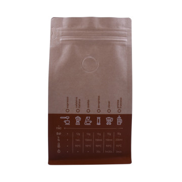 Pla Kraft Paper Sacs Coffee Emballing Block Pouche