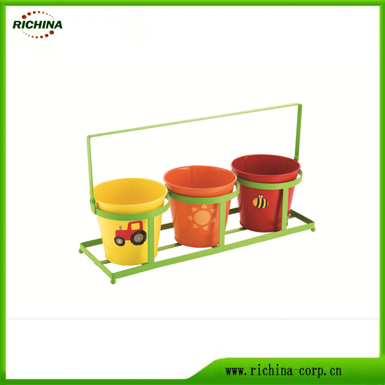 Metal Flower Pots With Tray