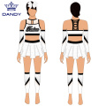 Female crop top and skirt cheer uniforms