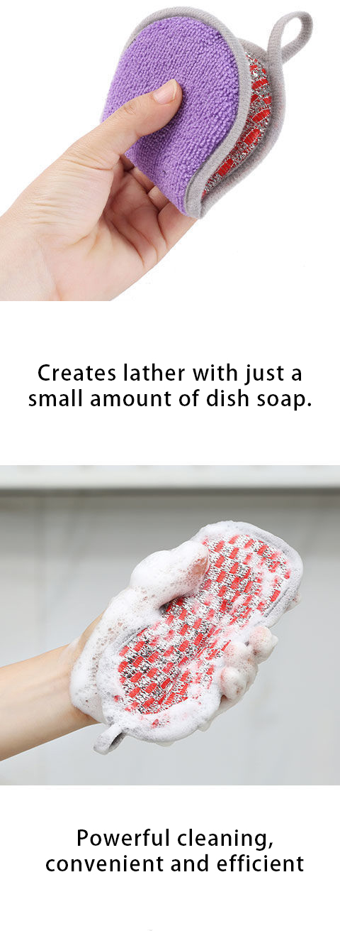 Topwill Double Sided Cleaning Sponge Kitchen Wash Dishes Scourer Pan Brush Microfiber Sponge Kitchen Cleaning