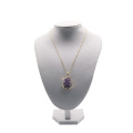 Améthyste naturelle Cluster Pendentif Guérison Cristal Cluster Collier Raw Bord Doré Géode Décor À La Main Violet Cristal H