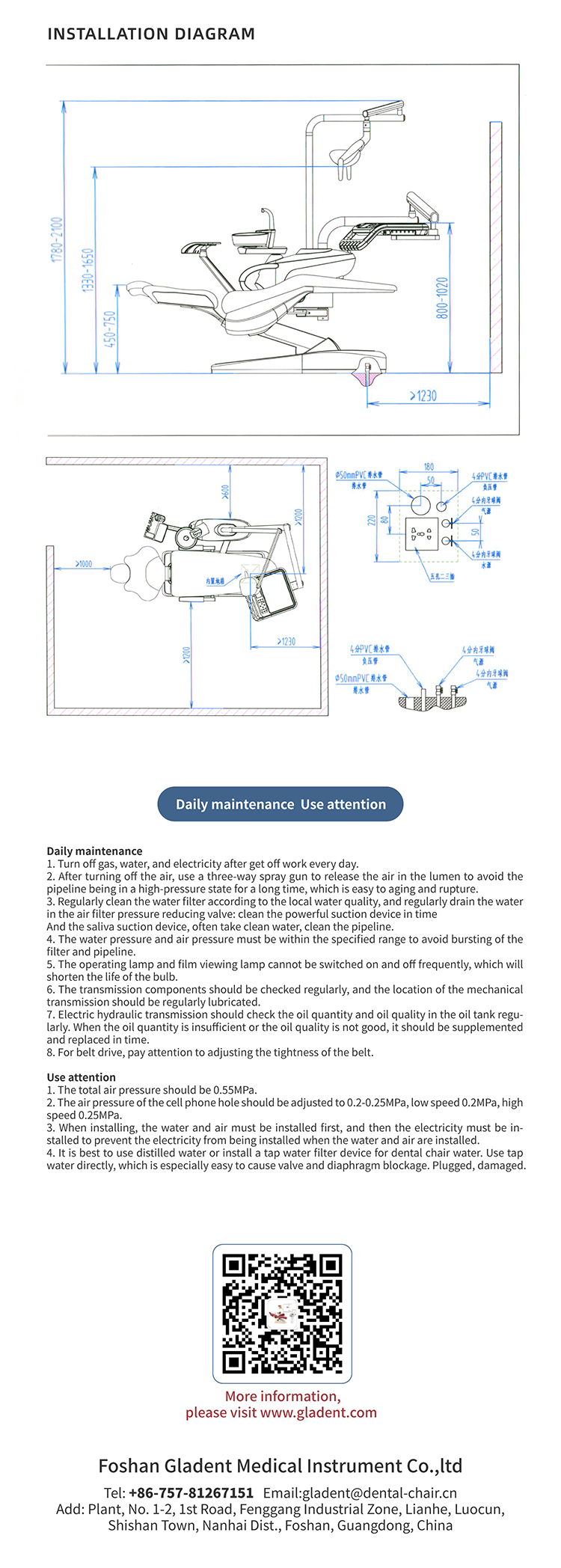 Gladent CE approved considerate design dental chair