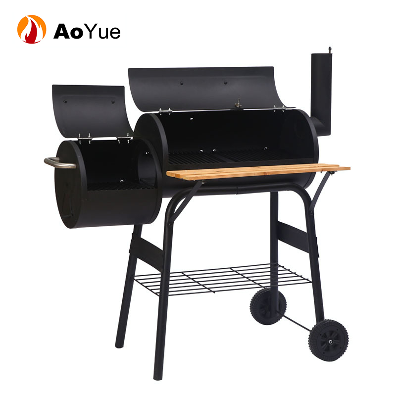 Portable Outdoor Large Trolley Barrel Charcoal BBQ Grill 