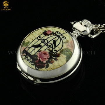 Custom Flower Pocket Watch, Quartz Analog Pocket Watch