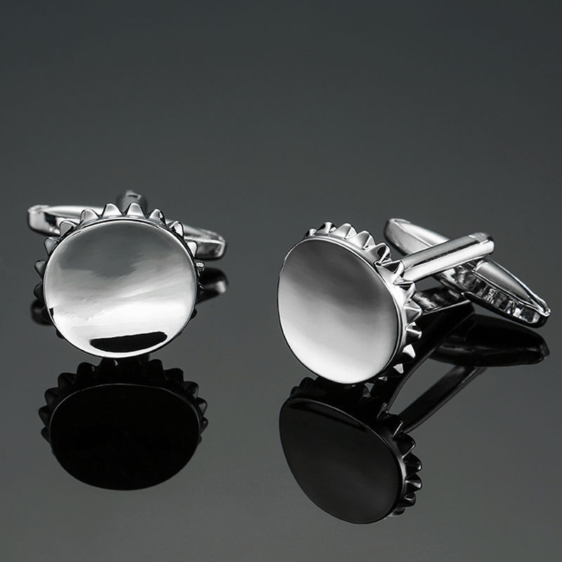 Car enthusiast jewelry mini steer wheel silver cuff links mens cufflinks luxury gifts for boys