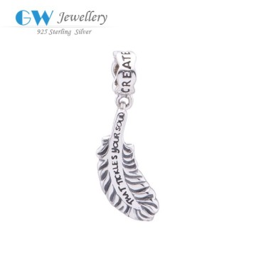 Necklace Pendants 925 Sterling Silver Feather Charm Real Silver Jewellery