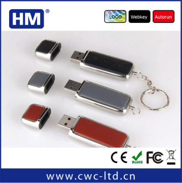 OEM leather usb stick with steel edge pendrive