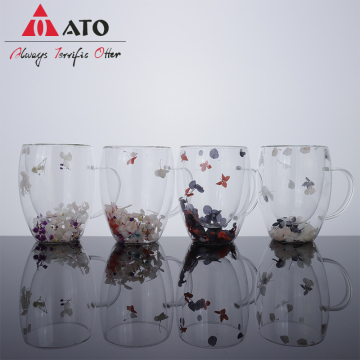 High borosilicate dry flower double wall glass cup