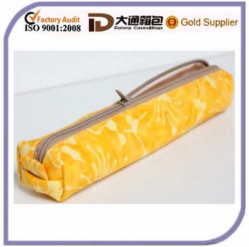 Yellow Printed Long Pattern Canvas School Pencil Bag 2015