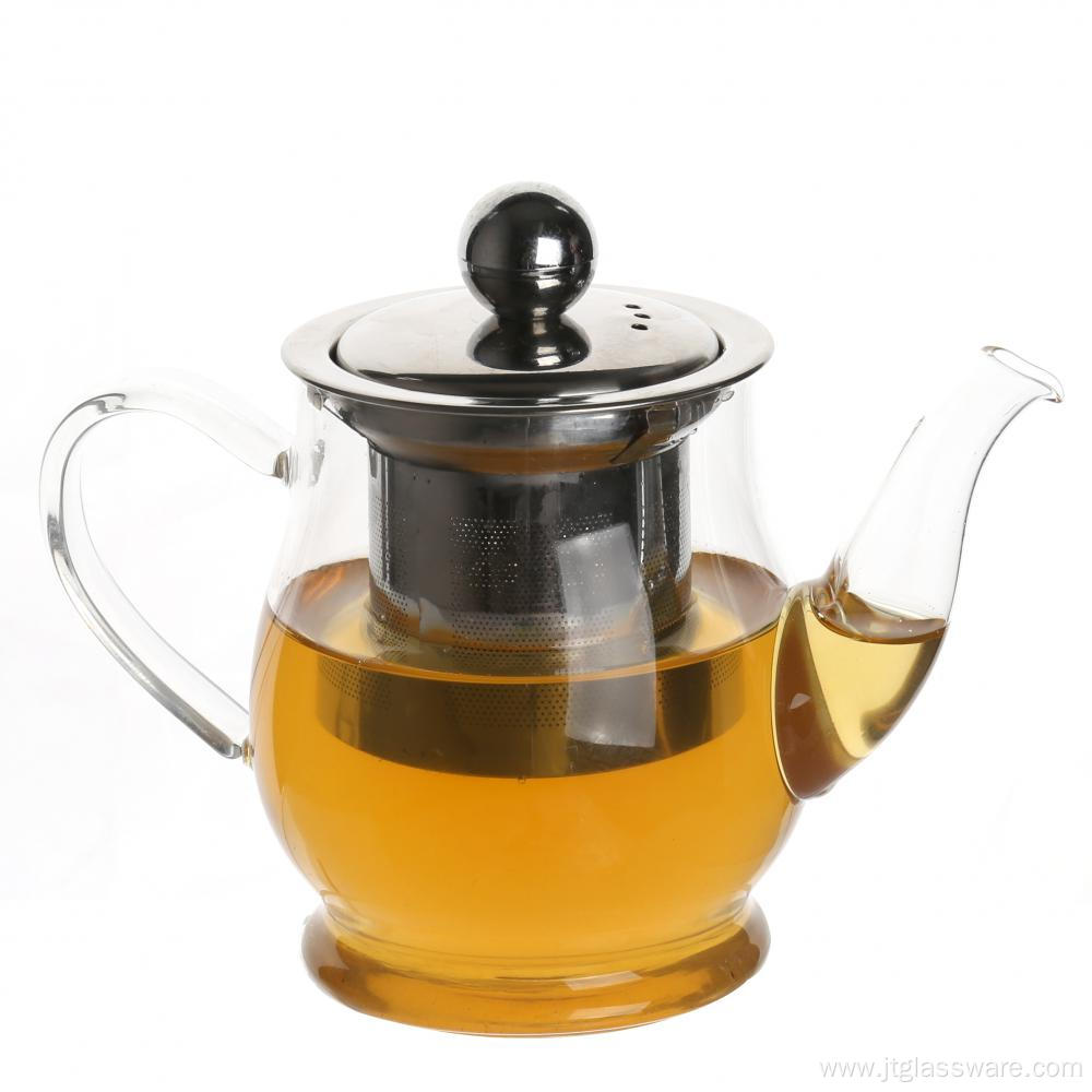 Hand Blown Pyrex Glass Teapot with Filter