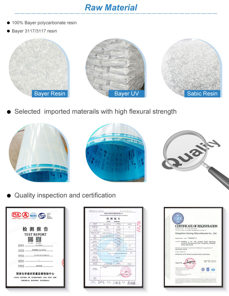 100% Virgin PC Resin 50 Micron Clear 30mm Polycarbonate Hollow Sheet