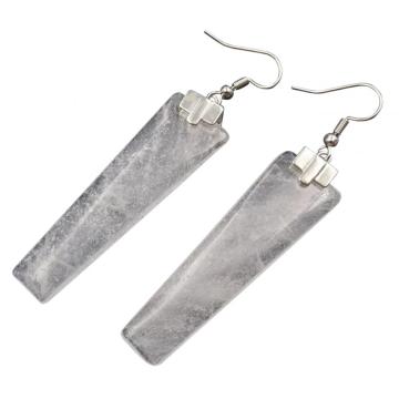 Healing Aventurine Drop Earrings Geometric Rectangle Gemstone Dangle Ear Jewelry for Women Girls