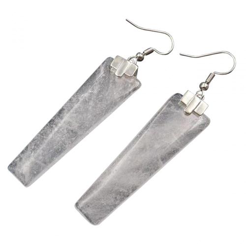 Healing Rose Quartz Drop Earrings Geometric Rectangle Gemstone Dangle Ear Jewelry for Women Girls