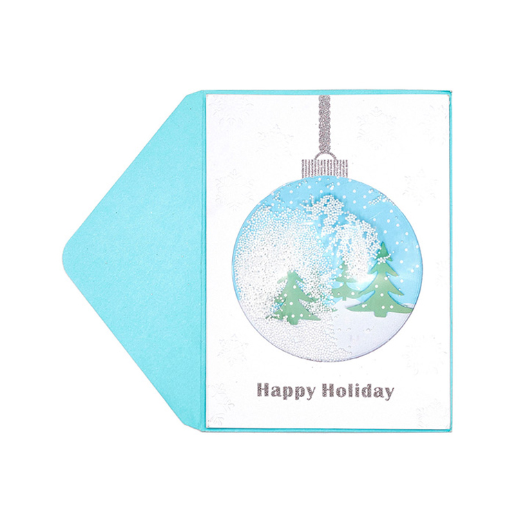 3D Handgjorda glitterblå kort, träd Happy Holiday Funny Christmas gratulationskort
