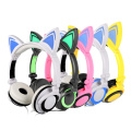Glowing Lights Wired Cat Ear Headphones for Kids