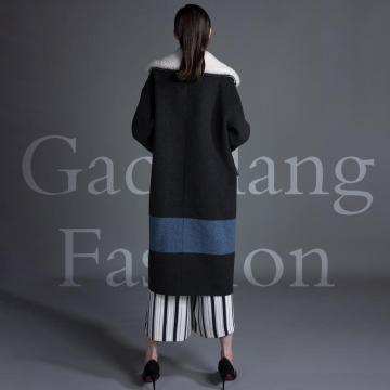 Blue and black patchwork coat