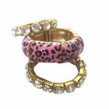 Gold plated stretch alloy rings/rhinestone chain rings, stretch with gold plating