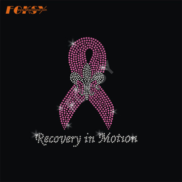 Fleur De Lis Pink Ribbon Heat Rhinestone Transfer