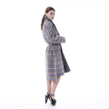 Plaid cashmere coat with plaid collar