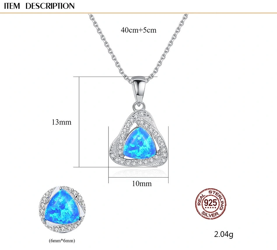 Classic Multicolor 925 Sterling Silver CZ Opal Pendant Necklace