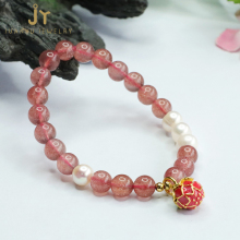 Strawberry Quartz, Crystal Pearl, and Energy Stone Beaded Bracelets & Bangles: Fashion Jewelry for Natural Healing