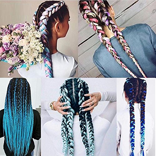 Jumbo Braiding Hair Extensions African Braids Hair Straight Yaki Texture Synthetic Fiber Mixed Color For Children And Women