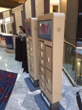Public cell phone charging station with lockers, cell phone locker charging systems