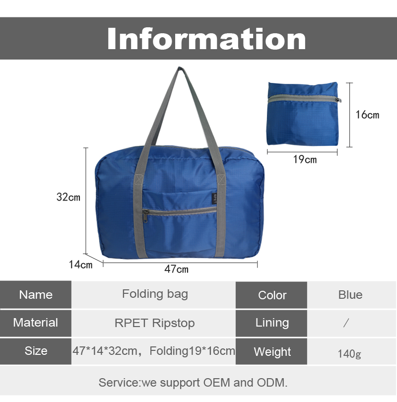 RPET lightweight large capacity Foldable Duffle Bag travel luggage storage folding bag For Men Women