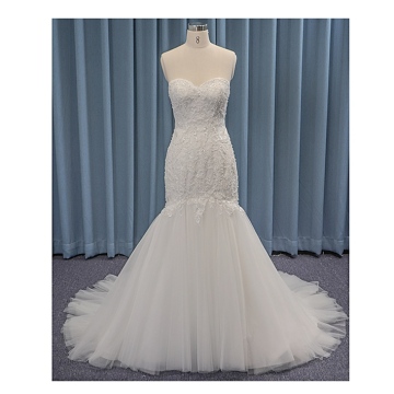 Crystal design gorgeous bridal Bead lace strapless mermaid wedding dress