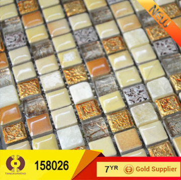 Luxury golden home decorating tile kitchen cristal mosaic (158026)