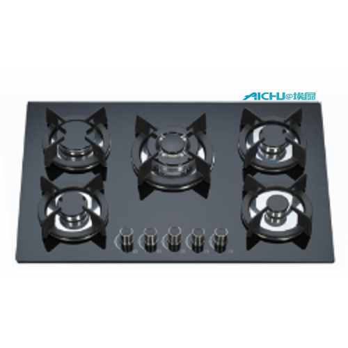 5 Burners Black Glass Gas Stove